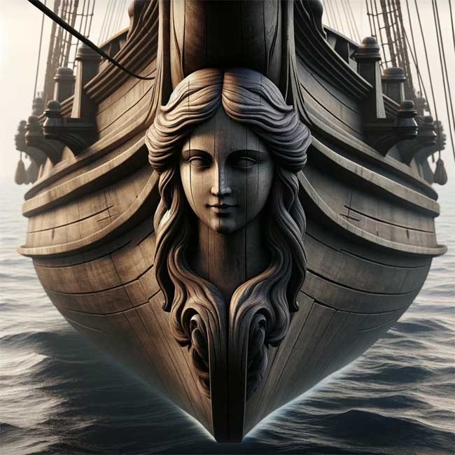 Proue d'une navire avec un visage